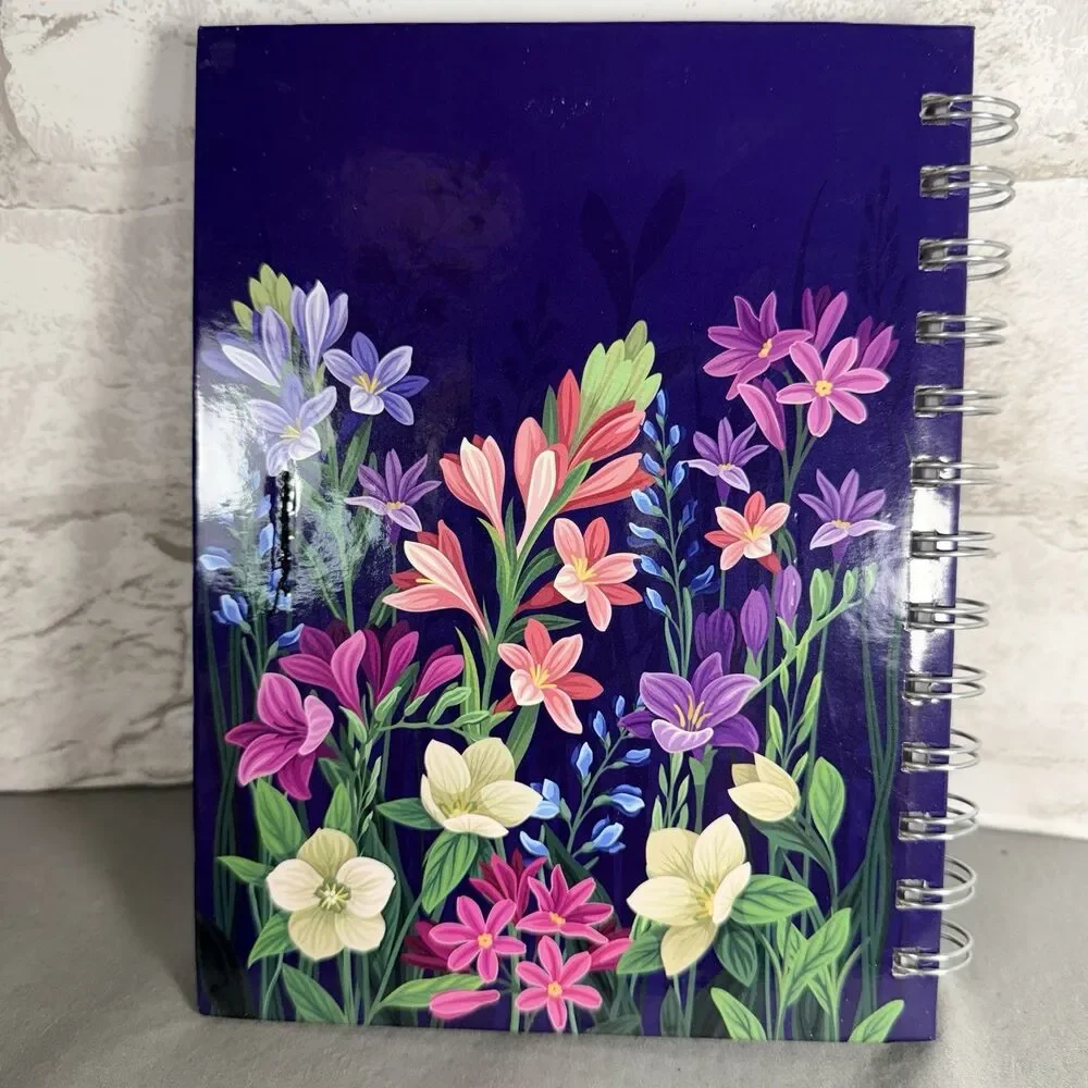 Mothers Inspiration Purple Floral Spiral Notebook Hardcover Pink Pen Included